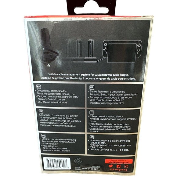 BIONIK BNK-9019 Nintendo Switch Tetra Power Quad Port Dock - Charges Controllers - Picture 3 of 7